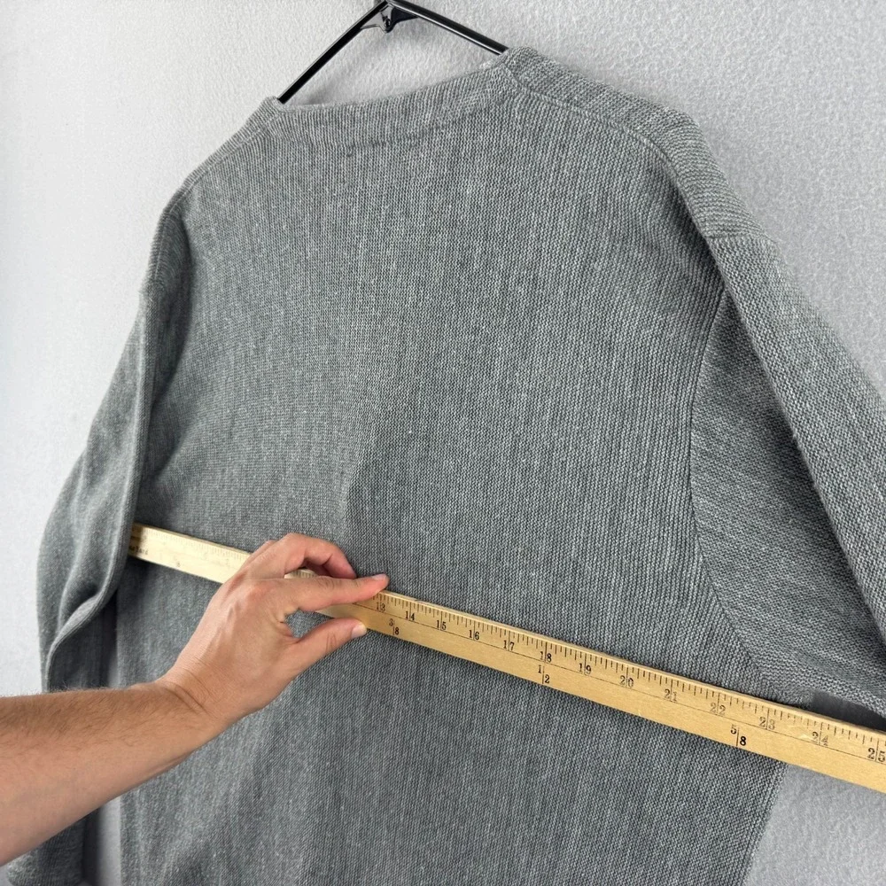 Vintage Izod Cardigan Sweater Mens Large Gray Acrylic Button Up 80s Made in USA